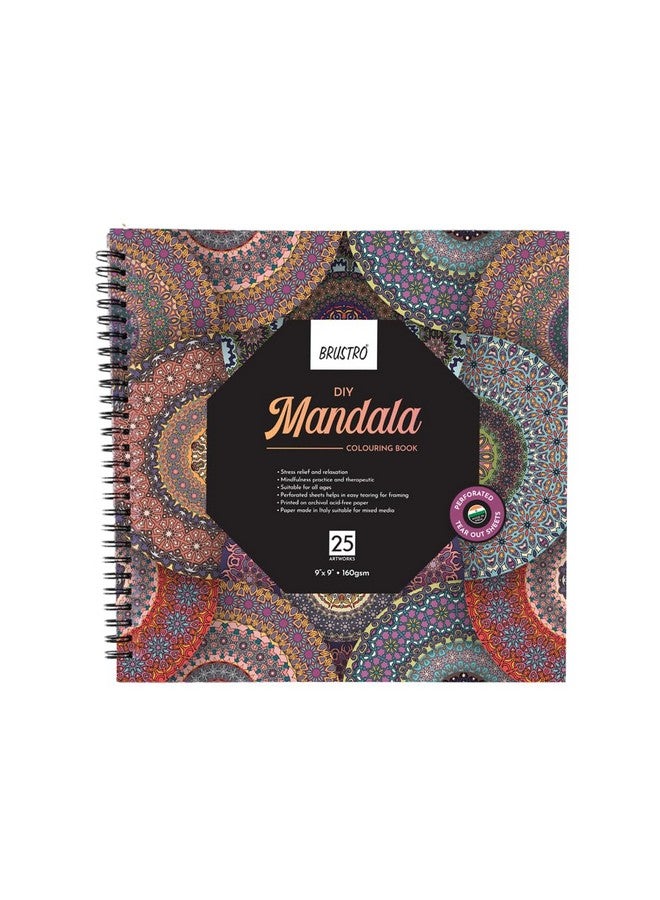 Brustro DIY Mandala Colouring Book 9"x9" 160 GSM 25 Perforated Sheets - Image 1