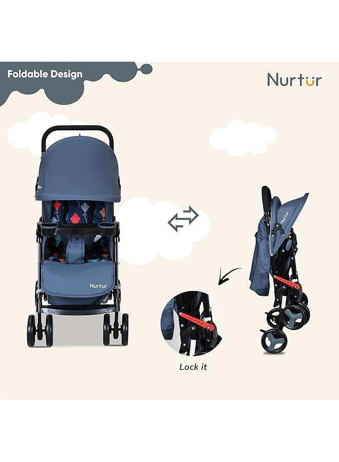 Nurtur Ryder Ultra Compact Lightweight Baby Travel Stroller With Storage Basket Detachable Food Tray - Image 4