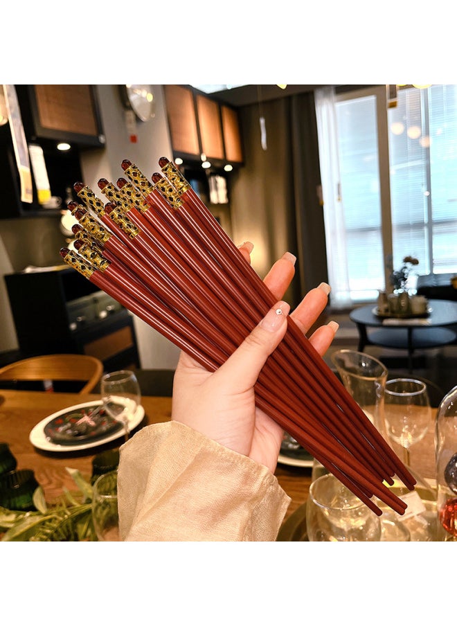 Generic - Alloy Chopsticks With High Color Value For Home Use Mildew-proof And Mildew-proof One-person Chopsticks On The Grade Food-grade Special-person Quick Child-Color:Red Glass Elegant Chopsticks-10 Pairs - Image 1