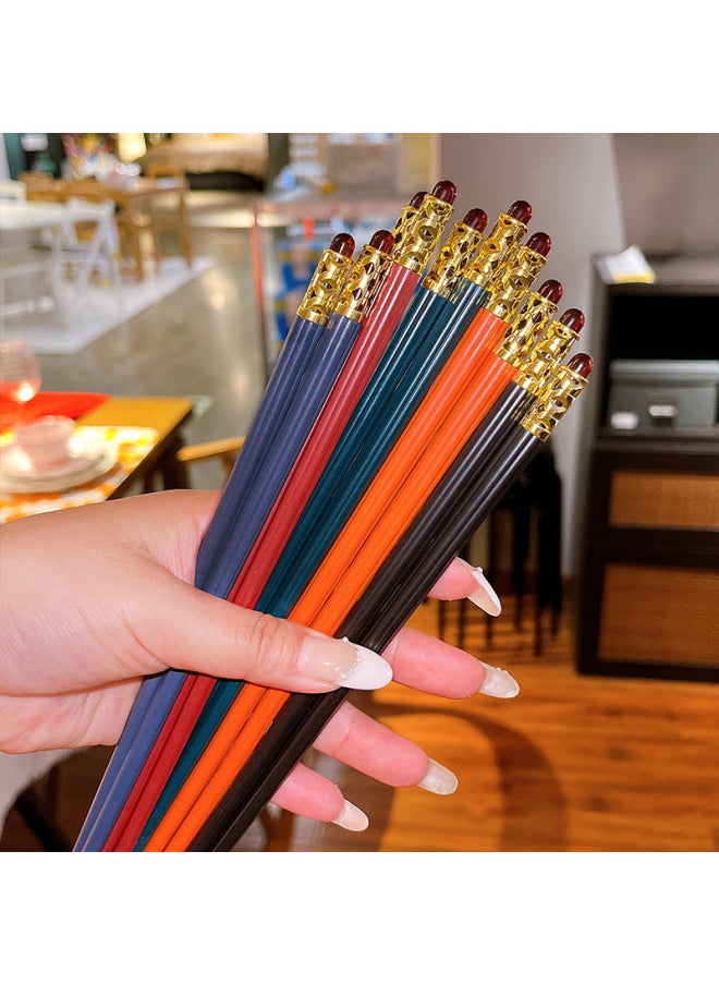 Generic - Alloy Chopsticks With High Color Value For Home Use Mildew-proof And Mildew-proof One-person Chopsticks On The Grade Food-grade Special-person Quick Child-Color:Red Glass Elegant Chopsticks-10 Pairs - Image 1