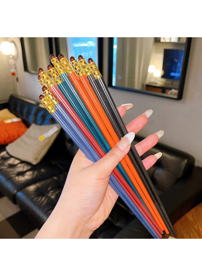 Generic - Alloy Chopsticks With High Color Value For Home Use Mildew-proof And Mildew-proof One-person Chopsticks On The Grade Food-grade Special-person Quick Child-Color:Red Glass Elegant Chopsticks-10 Pairs - Image 1