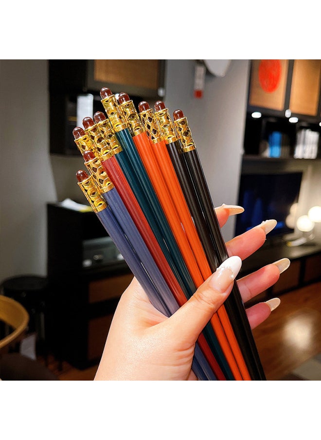 Generic - Alloy Chopsticks With High Color Value For Home Use Mildew-proof And Mildew-proof One-person Chopsticks On The Grade Food-grade Special-person Quick Child-Color:Red Glass Elegant Chopsticks-10 Pairs - Image 1