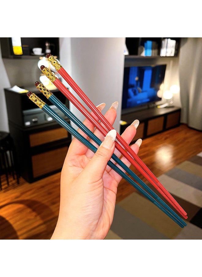 Generic - Alloy Chopsticks With High Color Value For Home Use Mildew-proof And Mildew-proof One-person Chopsticks On The Grade Food-grade Special-person Quick Child-Color:Red Glass Elegant Chopsticks-10 Pairs - Image 1