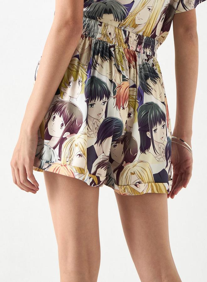 SP Characters All-Over Anime Print Shorts with Pockets - Image 3