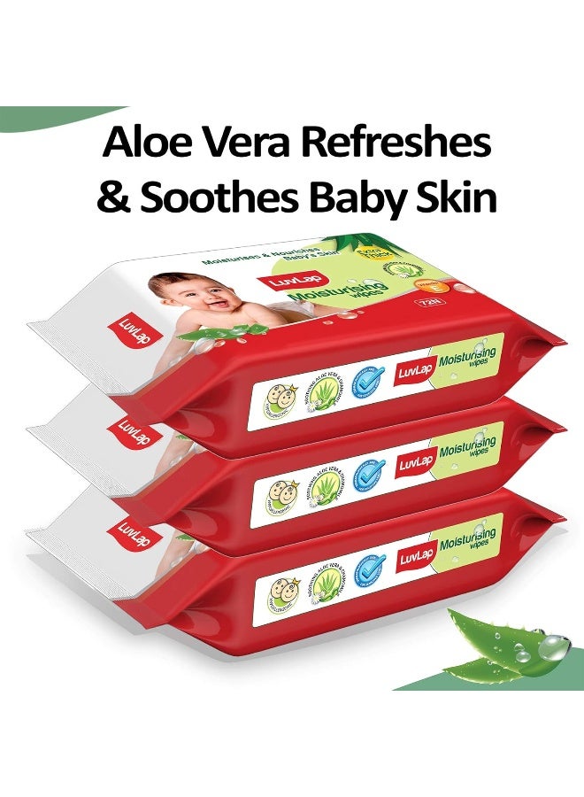 Luvlap Luv Lap Paraben Free Extra Thick Baby Wipes with Aloe Vera  72 Wipes/Pack, Pack of 3 - Image 2
