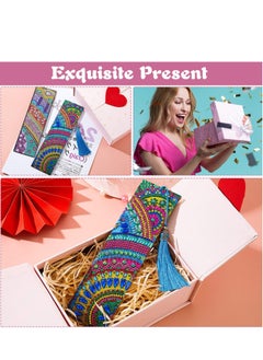 KASTWAVE 5D Diamond Bookmark, 6 Pieces DIY Painting Bookmark Floral Beaded Bookmarks Leather Tassel Bookmark for DIY Art Crafts Students Adults BeginnerMaking Arts Crafts Students Graduation Embroidery  - Image 3