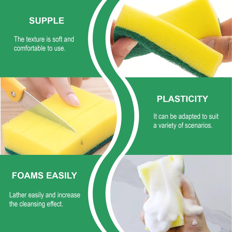 Kldnkig Cleaning Sponge,32 Pack Dual-Sided Dishwashing Sponge for Kitchen, Cleans Fast Without Scratching,Eco Safe on Non-Stick Cookware,Scrub Pads for Dishes,Pans All at Once - Image 4