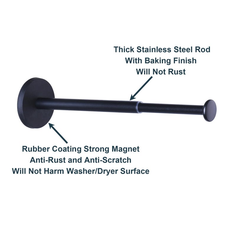 LEKUSHA Magnetic Hanger Organizer Rack, Extendable Clothes Hanger Stacker for Washing Machine or Dryer, Space Saving Hanger Storage Holder, Keep Clothes Hangers in Hand, Black, Pack of 1 - Image 4