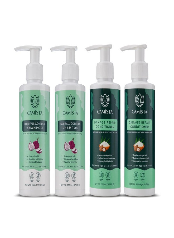 CAMISTA Hair Fall Control Shampoo & Damage Repair Conditioner (800ml) | Reduces Up to 90% Hair Fall | Promotes Hair Growth | Repairs Damaged Hair | Softens Curls | Chemical-Free with Onion & Rosemary | Frizz Control & Breakage Prevention for Men & Women - Image 1