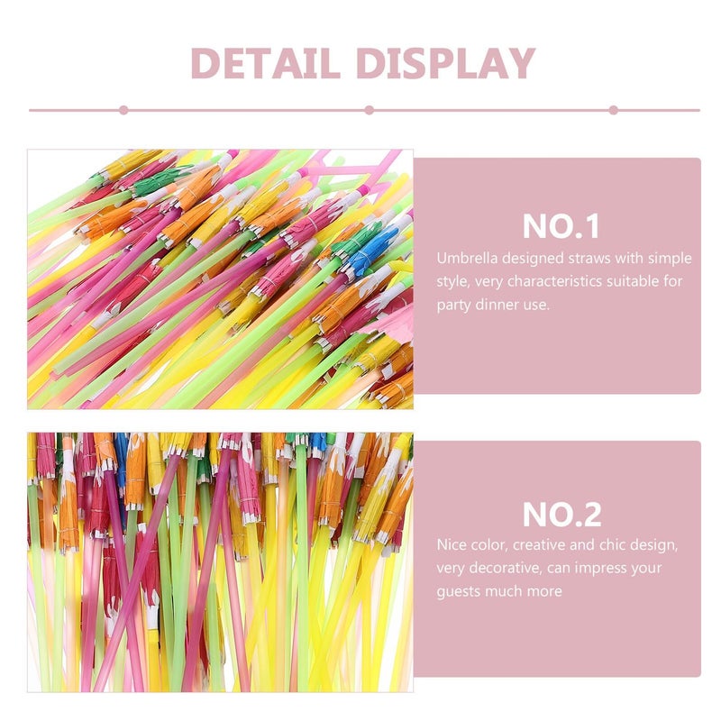 100 Disposable Umbrella Shaped Drinking Straws for Party Cold Drink Birthday Supplies - Image 4