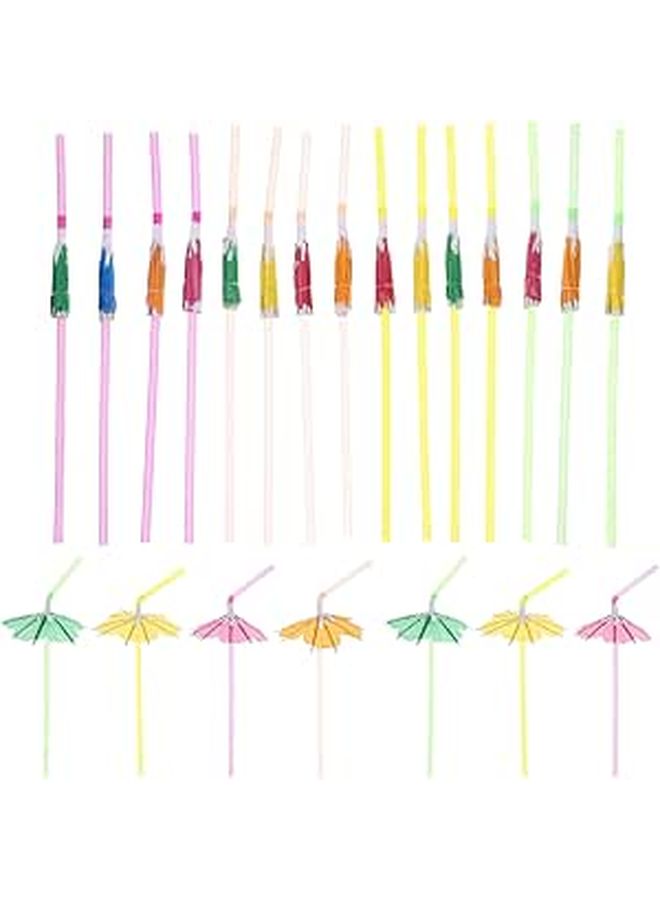 100 Disposable Umbrella Shaped Drinking Straws for Party Cold Drink Birthday Supplies - Image 1