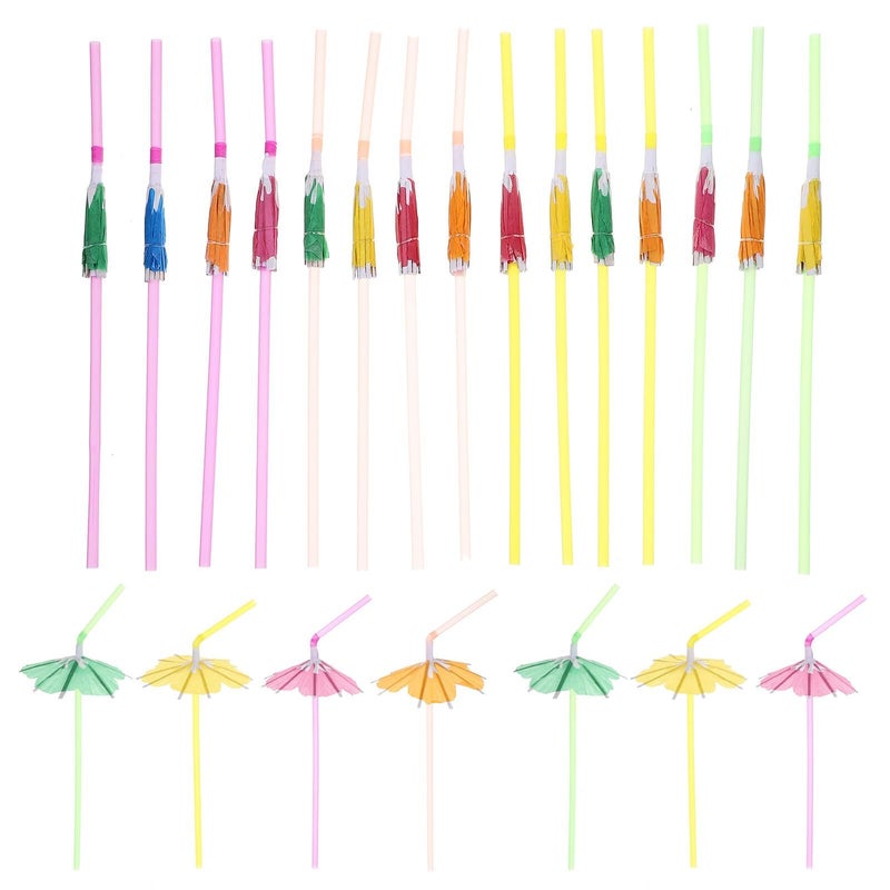 100 Disposable Umbrella Shaped Drinking Straws for Party Cold Drink Birthday Supplies - Image 2