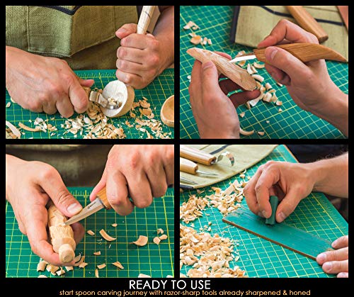 BeaverCraft Wood Spoon Carving Tools Kit S17 with Wood Carving Hook Knife & Sloyd, Chip Whittling Knives for Spoon Carvers - Whittling Tools Set with Knife Leather Strop Polishing Compound, Tool Case - Image 4