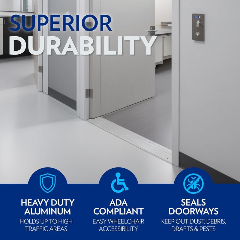Barzen Door Threshold - Premium Low-Profile Corrugated Aluminum Door Saddle Flat Transition Door Saddle 5" Wide x 48" Long - Image 4