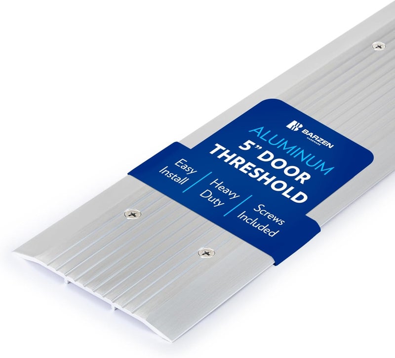 Barzen Door Threshold - Premium Low-Profile Corrugated Aluminum Door Saddle Flat Transition Door Saddle 5" Wide x 48" Long - Image 1
