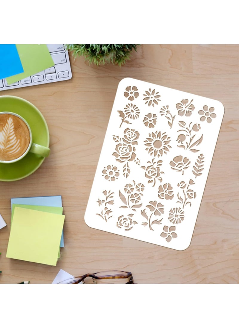 FINGERINSPIRE FINGERINSPIRE Flowers Stencils 11.7x8.3 inch Plastic Daisy Morning Glory Drawing Painting Stencils Rose Sunflower Cherry Blossoms Pattern Reusable Stencils for Painting on Wood, Floor, Wall and Tile  - Image 3