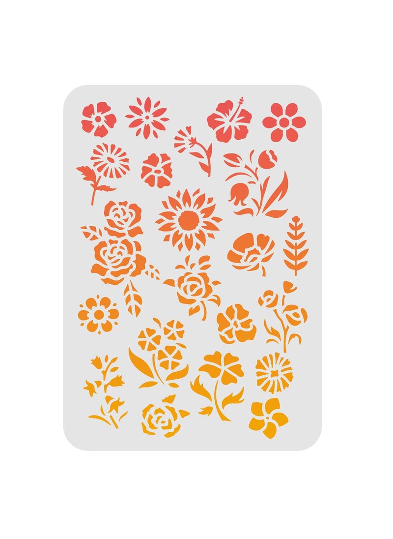 FINGERINSPIRE FINGERINSPIRE Flowers Stencils 11.7x8.3 inch Plastic Daisy Morning Glory Drawing Painting Stencils Rose Sunflower Cherry Blossoms Pattern Reusable Stencils for Painting on Wood, Floor, Wall and Tile  - Image 1