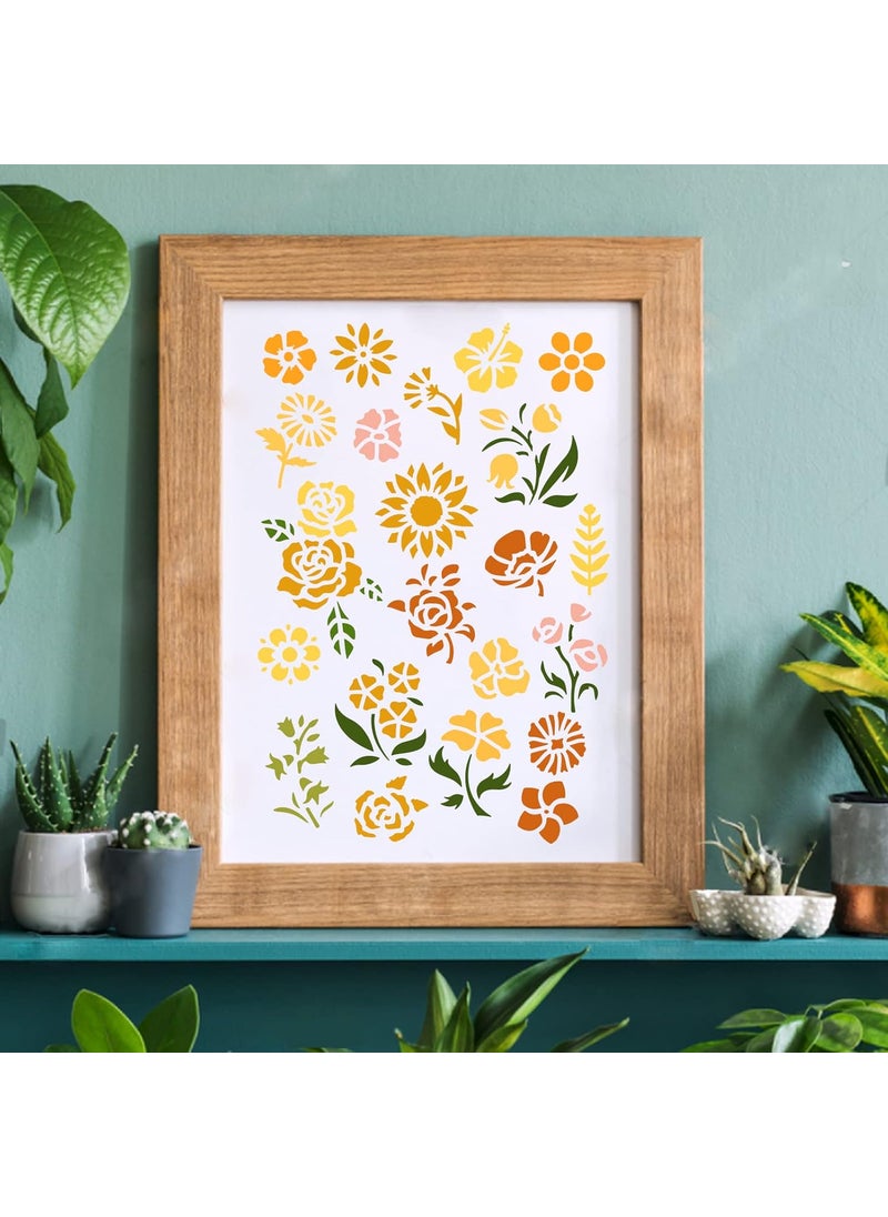 FINGERINSPIRE FINGERINSPIRE Flowers Stencils 11.7x8.3 inch Plastic Daisy Morning Glory Drawing Painting Stencils Rose Sunflower Cherry Blossoms Pattern Reusable Stencils for Painting on Wood, Floor, Wall and Tile  - Image 5