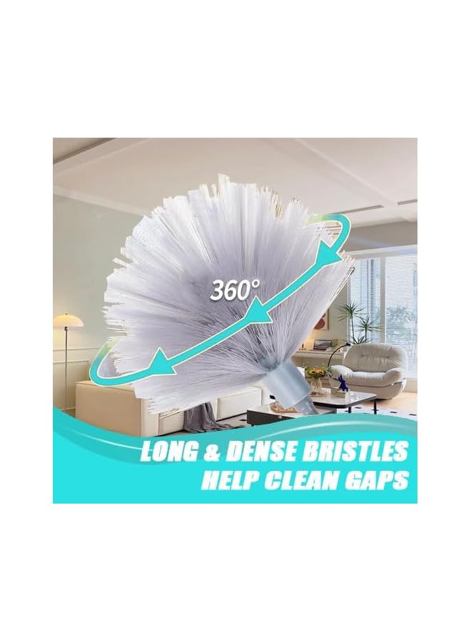 erorex Cobweb Duster, High Reach Duster Kit With Extension Pole & 2 Clean Head, 1.8 To 7.2-Feet Scalable Stainless Steel Pole Ceiling Fan Duster For Cleaning High Ceiling, Blinds And Cobweb - Image 3