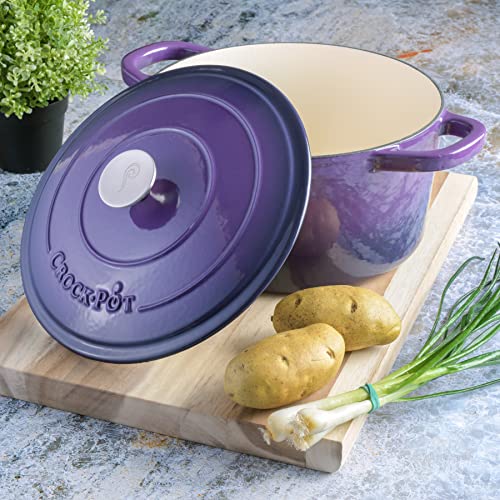 Crock-Pot Artisan Round Enameled Cast Iron Dutch Oven, 7-Quart, Lavender Purple - Image 5