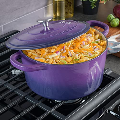 Crock-Pot Artisan Round Enameled Cast Iron Dutch Oven, 7-Quart, Lavender Purple - Image 4