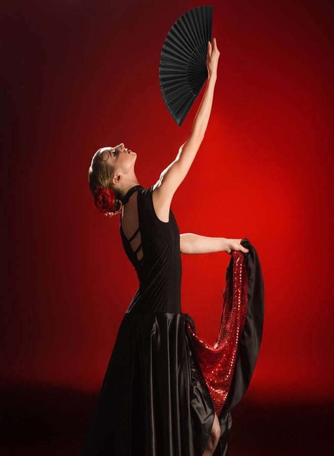 Jeyeou Silk Handheld Folding Fans, Decorative Black Vintage Bamboo Hand Held Foldable Fan 8.2in Small Chinese Japanese Retro Style with Case for Women Dance Performance Wedding Party Gift Purse - Image 5