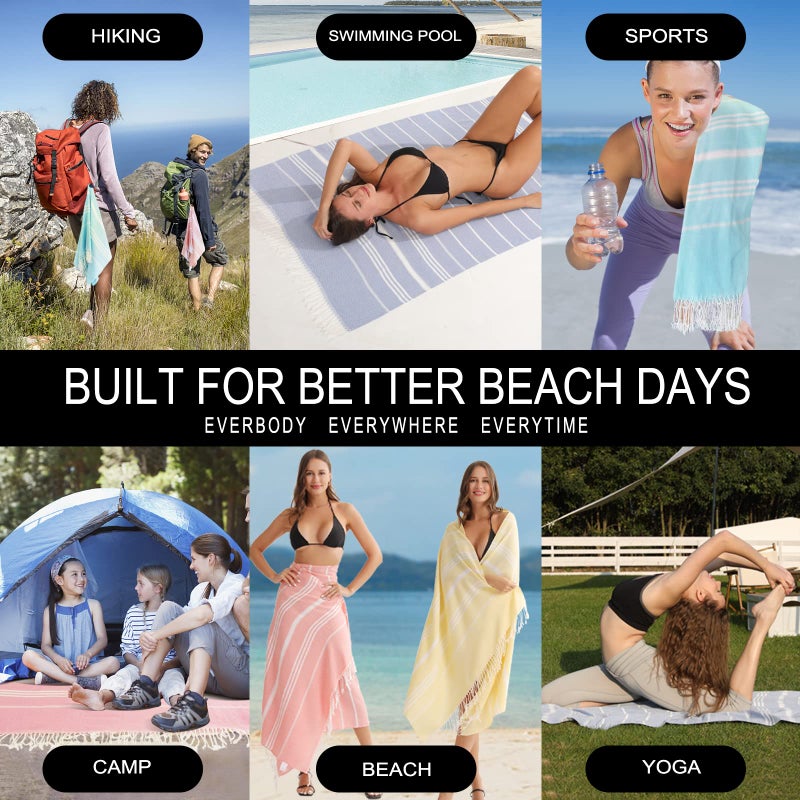 Antfuny Giant Huge Thin Boho Throw Blanket Turkish Beach Blanket Towel Jumbo Extra Large XL XXL Big Oversized Outdoor Picnic Accessories Airplane Travel Essentials Camping Gears Must Haves Yard Yoga Mat Aqua - Image 2