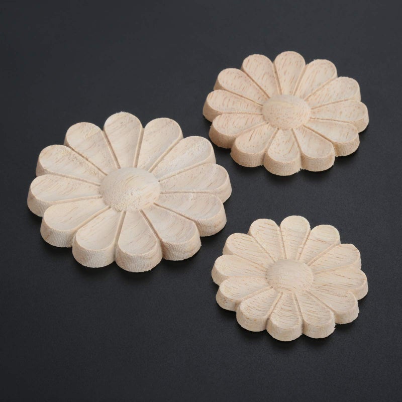 MUXSAM MUXSAM 10-Pack Flower Appliques Round Onlays Furniture Decoration  Wood Carved Decals for Furniture Refurbished Decoration Door Chair Wall Mirror Desk Cabinet Dresser Wardrobe (Dia-6cm/2.36"")  - Image 4
