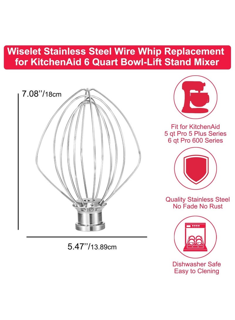 general Mixer Whisk Attachment for KV25 KSM55 KSM60 - 304 Stainless Steel Beater Head Compatible with KL26 KT26 KP26 KSM6521 KSM6583 Dishwasher - Image 2