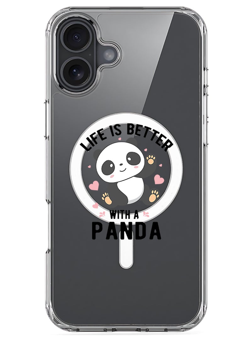 Theodor Magnetic Case for Apple iPhone 17 Compatible with MagSafe Wireless Charging, Shockproof Phone Bumper Cover - Life is better with panda black - Image 1