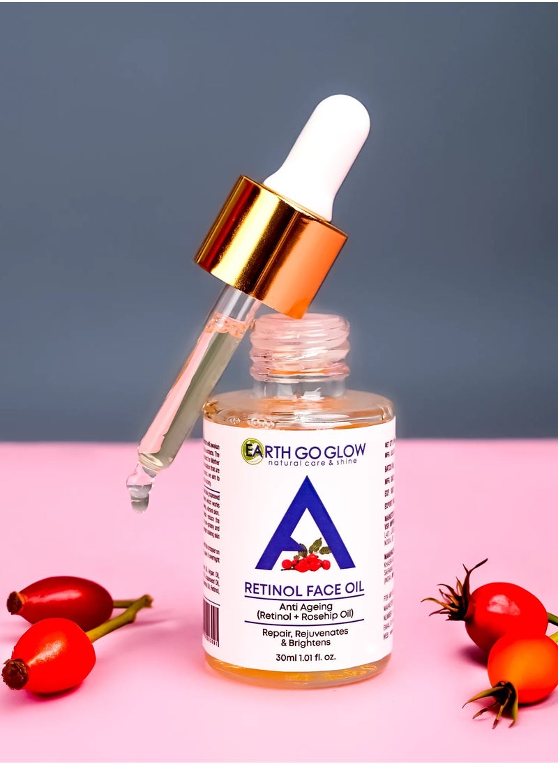 EARTH GO GLOW Anti-Aging Retinol Face Oil, Reduces Fine Lines, Wrinkles & Hyperpigmentation | Boosts Collagen | For Youthful, Radiant & Firmer Skin | Deeply Moisturizes & Hydrates | A Nourishing Blend of Rosehip, Pomegranate & Avocado oils - 30ml  - Image 4