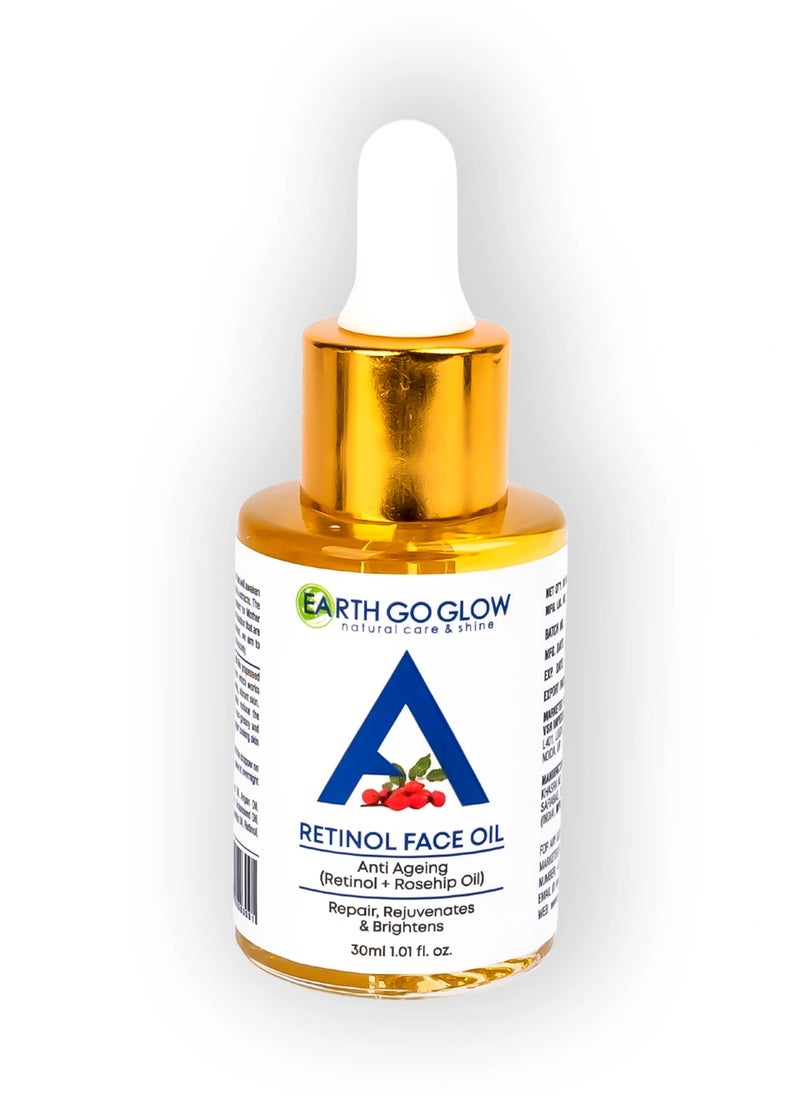 EARTH GO GLOW Anti-Aging Retinol Face Oil, Reduces Fine Lines, Wrinkles & Hyperpigmentation | Boosts Collagen | For Youthful, Radiant & Firmer Skin | Deeply Moisturizes & Hydrates | A Nourishing Blend of Rosehip, Pomegranate & Avocado oils - 30ml  - Image 2