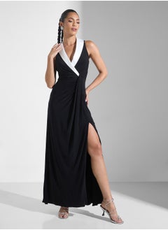Adrianna Papell Surplice Neck Knitted Dress  - Image 1