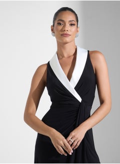 Adrianna Papell Surplice Neck Knitted Dress  - Image 3