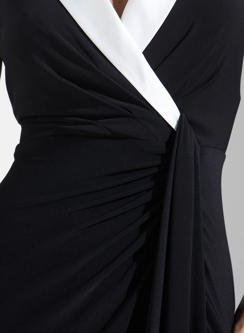 Adrianna Papell Collar Accent Maxi Dress
