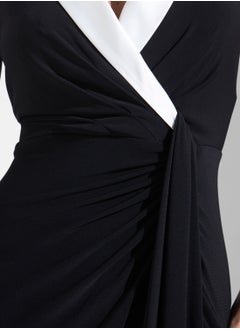 Adrianna Papell Surplice Neck Knitted Dress  - Image 4