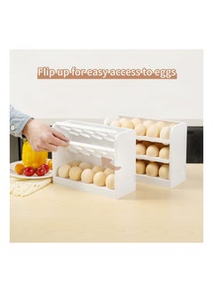 KASTWAVE Egg Holder for Refrigerator Egg Storage Box for Fridge Egg Tray Container Plastic Egg Carton Reusable Egg Organizer for Refrigerator Door 30 Count Space Saver  - Image 4