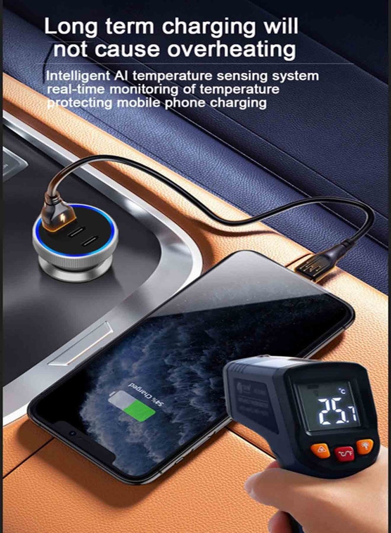 TIGER USB C Car Charger, 3-Port 67W Dual USB-C & USB-A Car Power Adapter PD/QC Fast Charging  for iPhone 16/15/14/13/12/11/Pro Max, iPad, Samsung Galaxy S25 S24/S23/S22/S21, Pixel, Android - Image 4