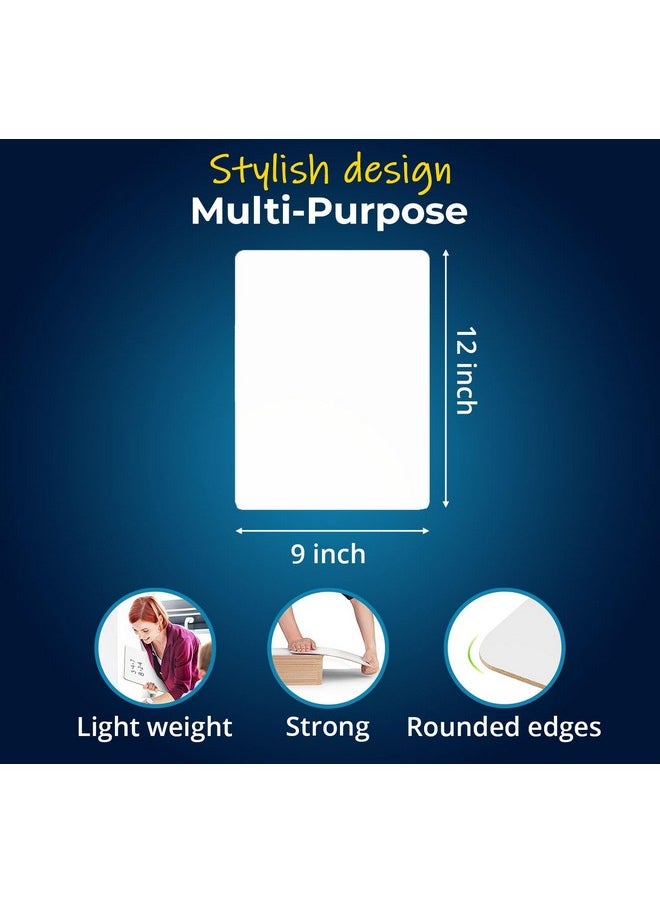 Lifekrafts Lifekrafts Dry Erase Lap Boards| Size (9x12) inches, Pack of 12 | includes 12 Lap boards, 12 Marker Pens, 6 Erasers| Interactive Learning Single Sided White Board for Kids, Adults, Students, Teachers.  - Image 2