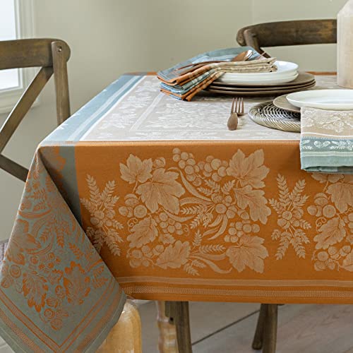 Benson Mills Harvest Gathering Heavyweight Engineered Jacquard Fabric Table Cloth, Décor for Fall, Harvest and Thanksgiving Tablecloth (Taupe, 60" x 104" Rectangular) - Image 1