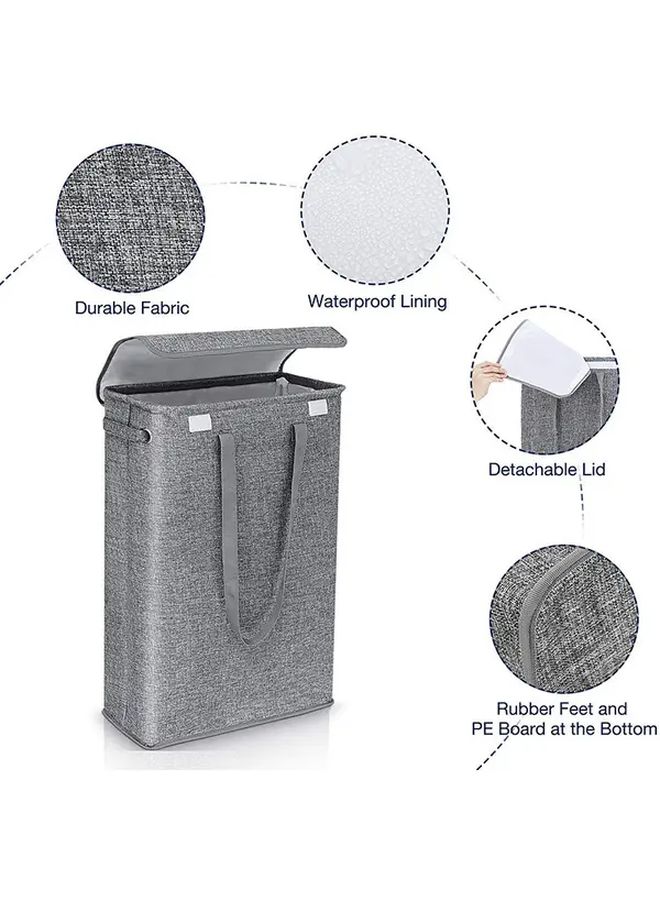 Beige Large Laundry Basket With Lid Tall Hamper Narrow Handles Spacious Storage Organizer - Image 4