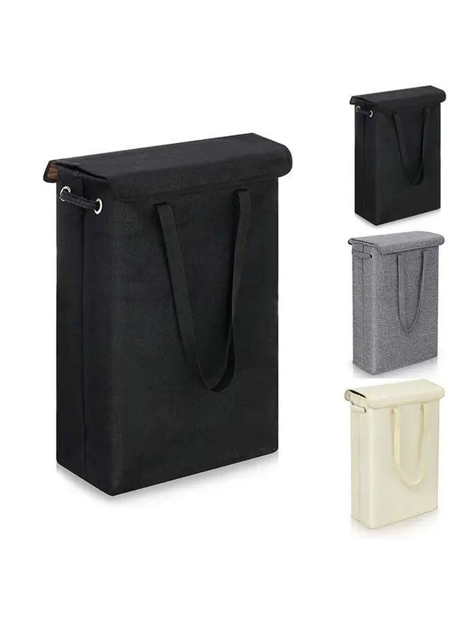 Beige Large Laundry Basket With Lid Tall Hamper Narrow Handles Spacious Storage Organizer - Image 1