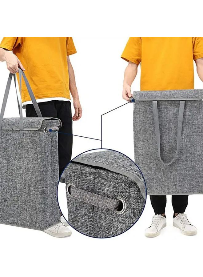 Beige Large Laundry Basket With Lid Tall Hamper Narrow Handles Spacious Storage Organizer - Image 2