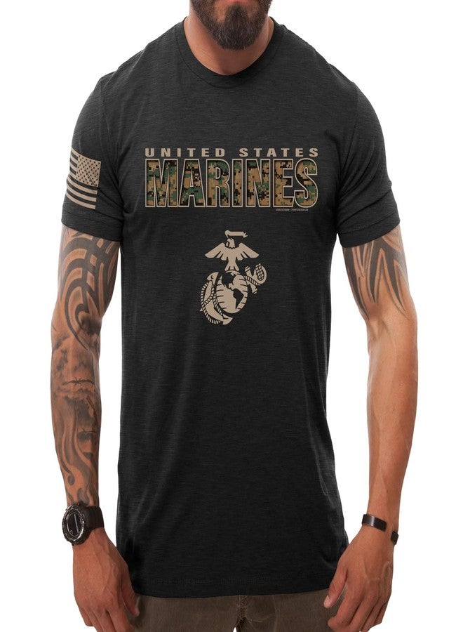 7.62 Design US Marine Corps MARPAT 'Camo Text' Men's T-Shirt Heather Black X-Large - Image 2