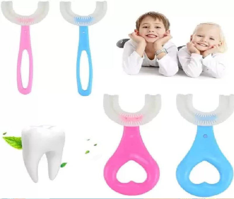 AAFOS U Shaped Toothbrush and Finger for Kids (Multicolor, Pack of 4) - Image 2