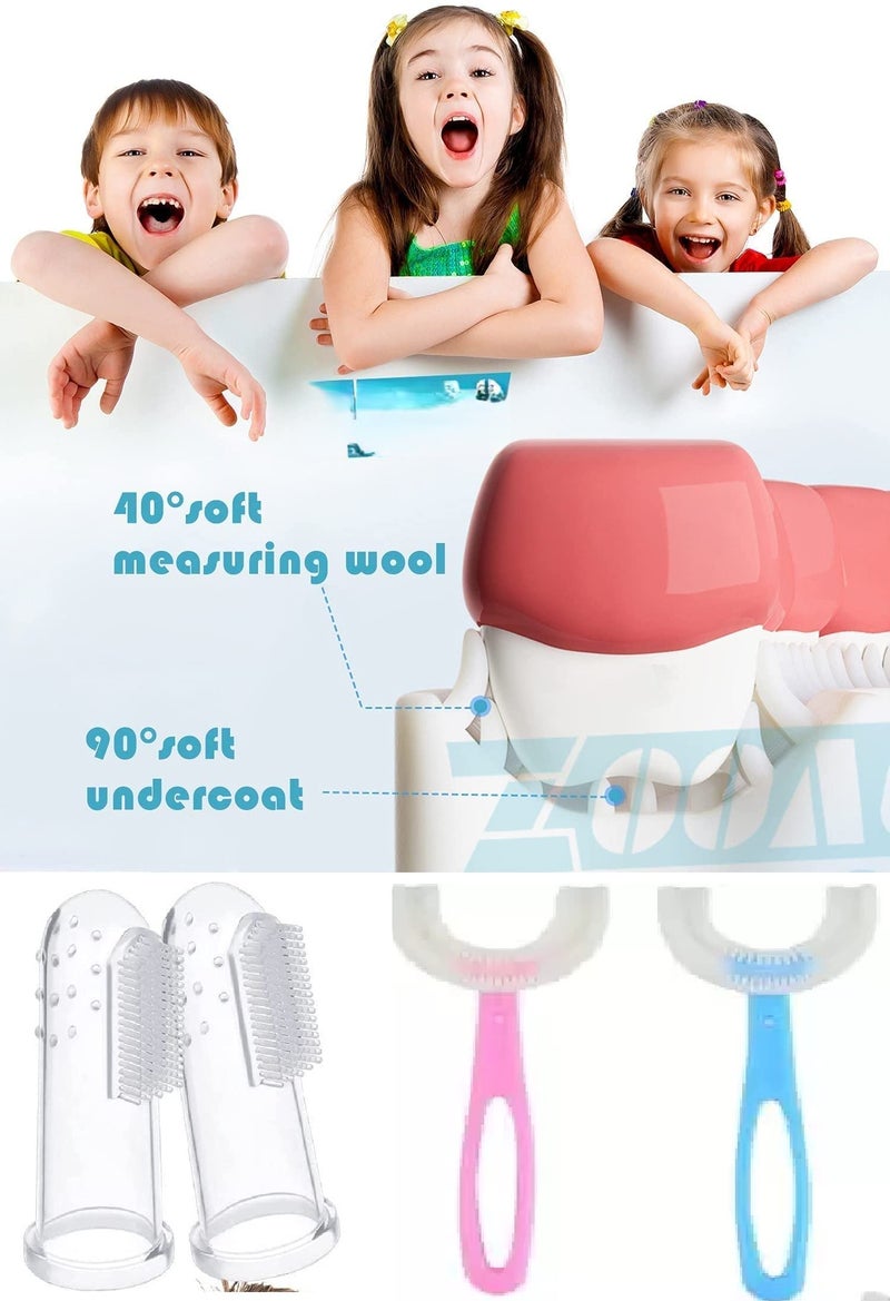 AAFOS U Shaped Toothbrush and Finger for Kids (Multicolor, Pack of 4) - Image 1