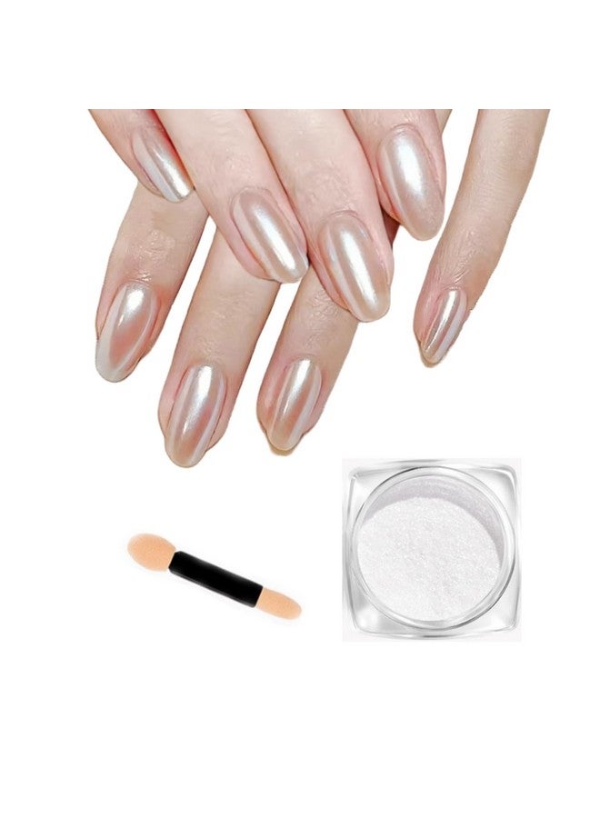 CHARMING MAY Pearl Chrome Nail Powder,White Chrome Nail Powder Clear Chrome Nail Powder For Nails Iridescent Pigment Powder For Nails(1Pc White) - Image 1