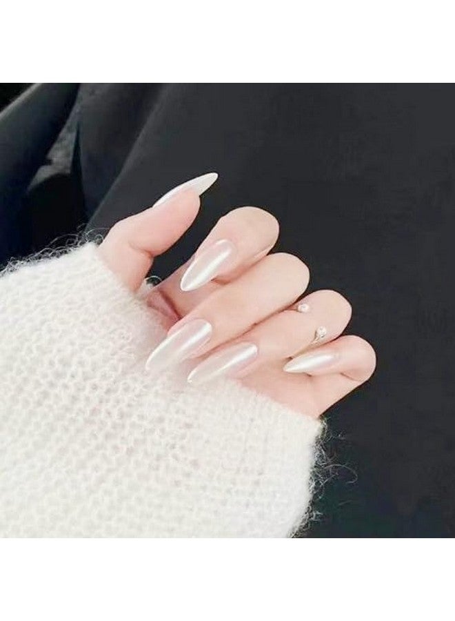 CHARMING MAY Pearl Chrome Nail Powder,White Chrome Nail Powder Clear Chrome Nail Powder For Nails Iridescent Pigment Powder For Nails(1Pc White) - Image 3