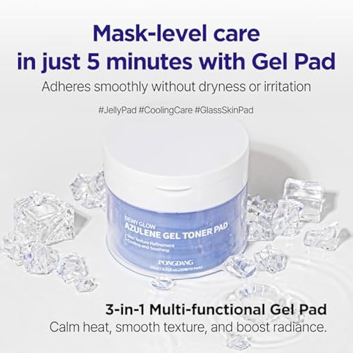 PONGDANG Dewy Glow Azulene Gel Toner Pad | Cooling Calm | Korean Gel Toner Pads with Guai Azulen, Chamomile | Soothing, Radiance & Uneven Skin Tone | Korean Skin Care - Image 3