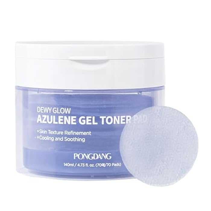PONGDANG Dewy Glow Azulene Gel Toner Pad | Cooling Calm | Korean Gel Toner Pads with Guai Azulen, Chamomile | Soothing, Radiance & Uneven Skin Tone | Korean Skin Care - Image 1